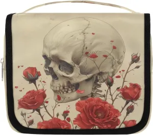 Skull Blooms Hanging Travel Toiletry Bag Cosmetic Bag Portable Wash Bag with Hook for Bathroom Accessories Toiletries Cosmetics