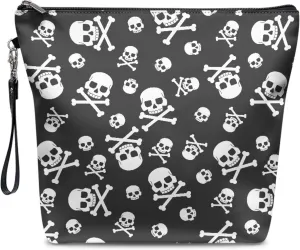 Skull Makeup Bag Crossbones Cosmetic Zipper Bag Large Travel Toiletry Bags Accessories Organizer Pouch for Women 11.8"x9.5"