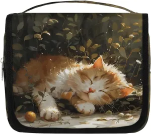 Sleeping Cat Hanging Travel Toiletry Bag Cosmetic Bag Portable Wash Bag with Hook for Bathroom Accessories Toiletries Cosmetics