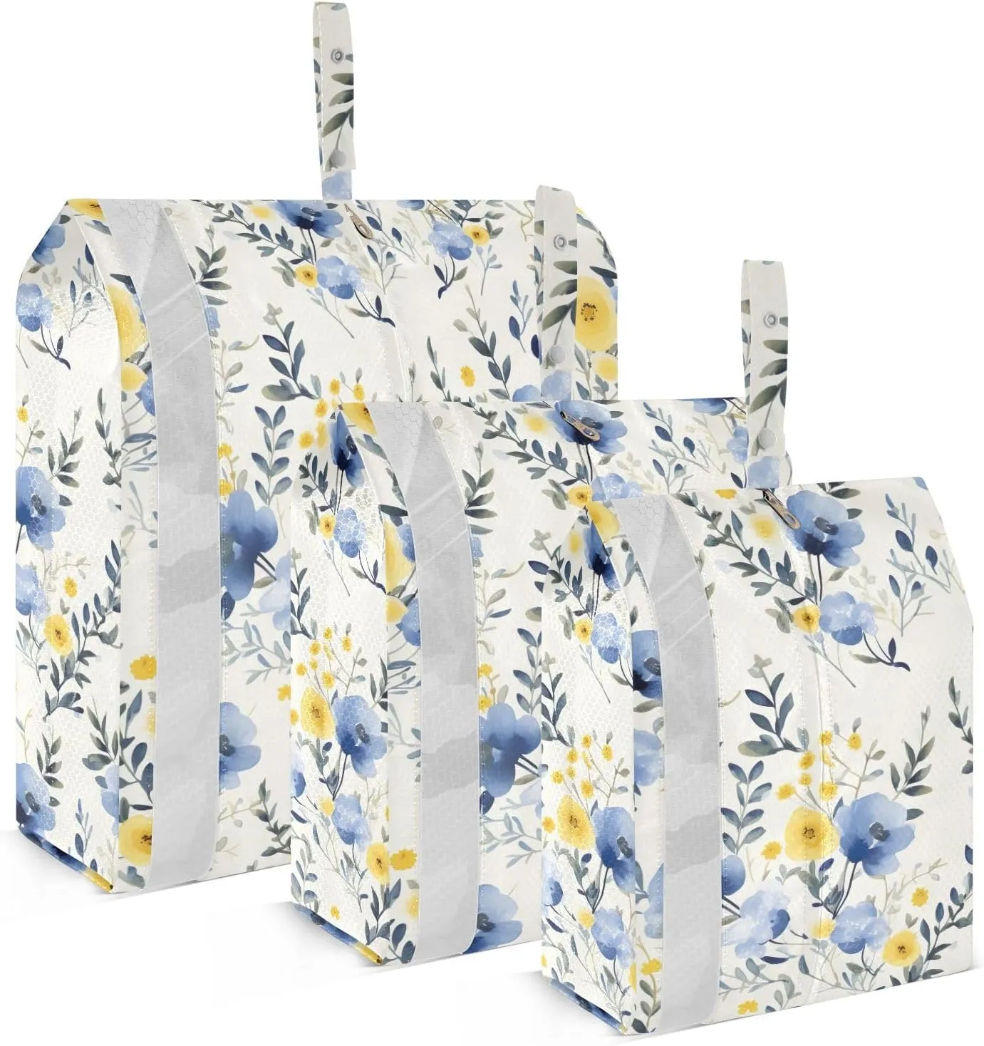 Small Blue Yellow Flowers Packing Cubes for Travel 3 Set Packing Cubes Large Luggage Accessories for Vacation Clothes