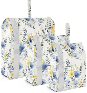 Small Blue Yellow Flowers Packing Cubes for Travel 3 Set Packing Cubes Large Luggage Accessories for Vacation Clothes