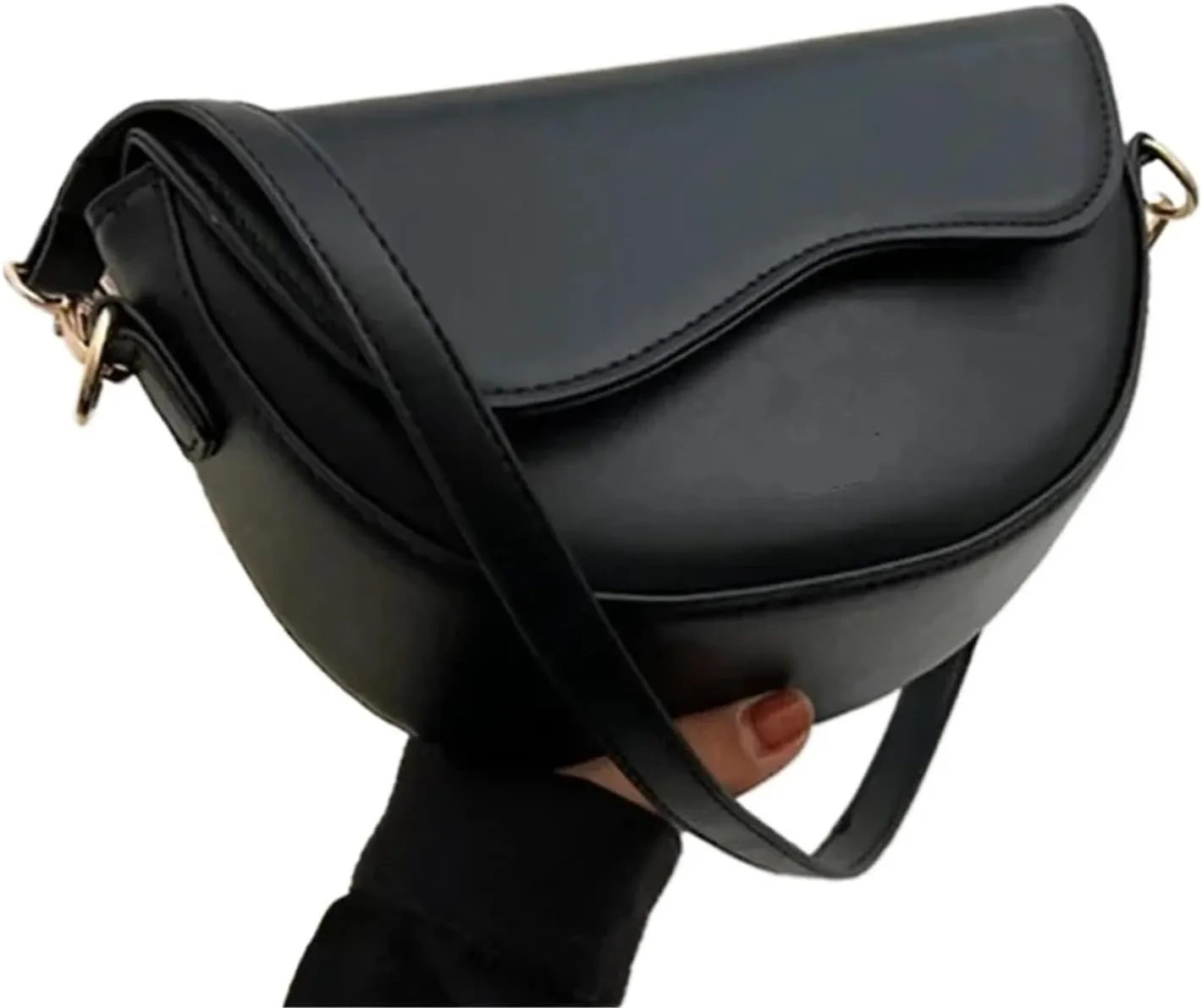 Small Leather Saddle Armpit Bags for Women Summer Chain Shoulder Crossbody Bag Ladies Vintage Underarm Handbags