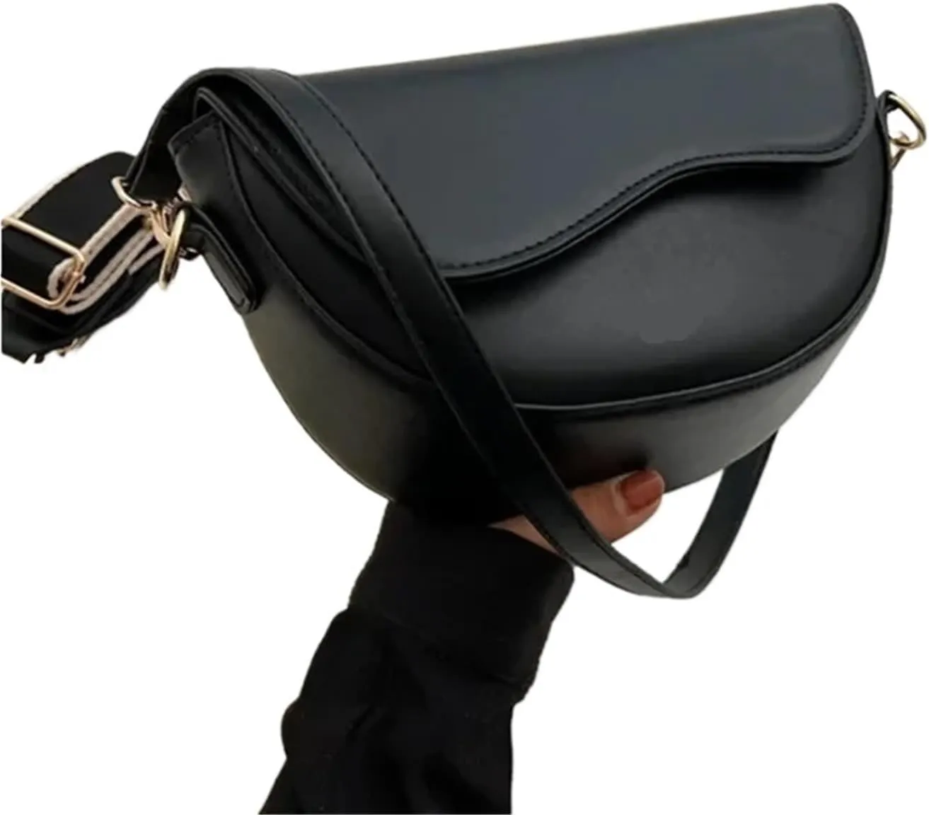 Small Leather Saddle Armpit Bags for Women Summer Chain Shoulder Crossbody Bag Ladies Vintage Underarm Handbags
