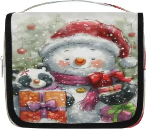 Snowman Hanging Travel Toiletry Bag Cosmetic Bag Portable Wash Bag with Hook for Bathroom Accessories Toiletries Cosmetics