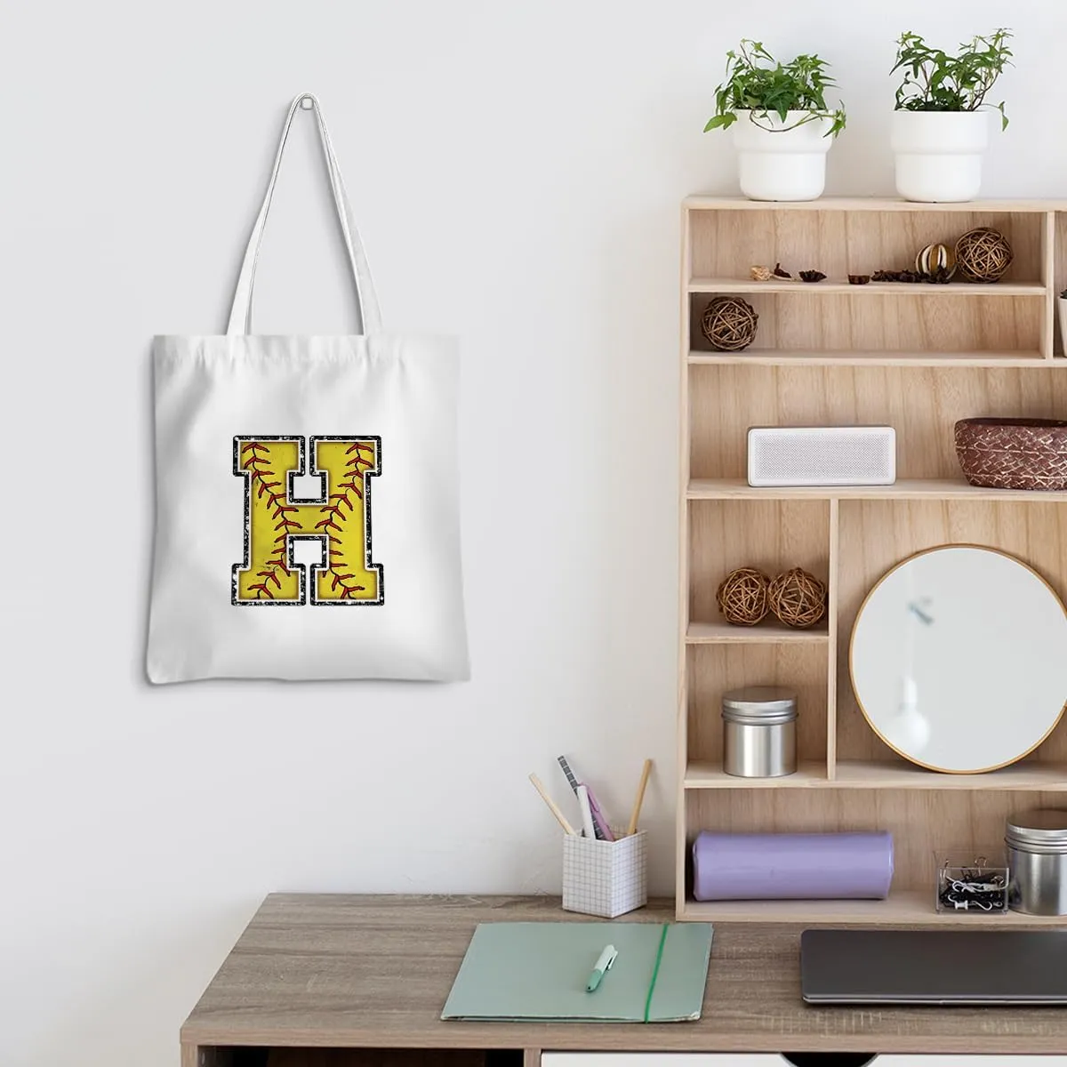 Softball Gifts Initial Tote Bag Reusable Grocery Bags Personalized Beach Bag Wedding Monogrammed Gifts for Women
