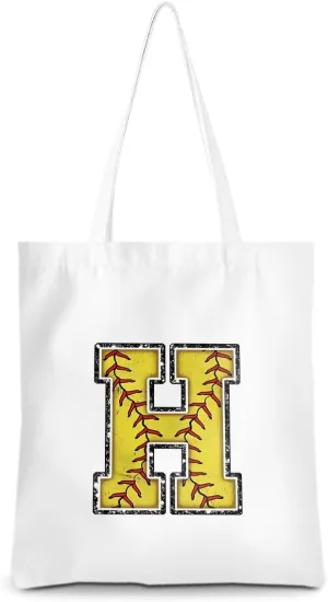 Softball Gifts Initial Tote Bag Reusable Grocery Bags Personalized Beach Bag Wedding Monogrammed Gifts for Women