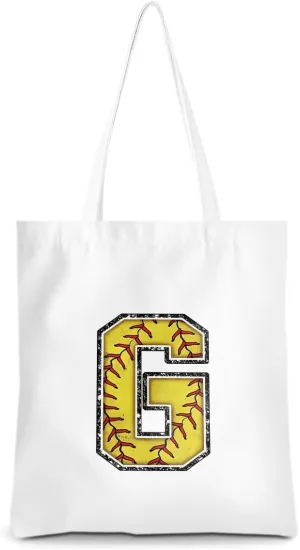 Softball Gifts Initial Tote Bag Reusable Grocery Bags Personalized Beach Bag Wedding Monogrammed Gifts for Women