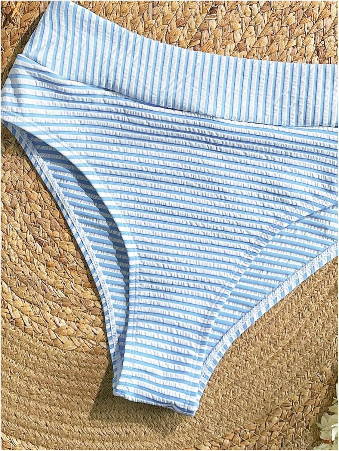 SOLY HUX Women's Two Piece Swimsuit Striped V Wired High Waisted Bikini Set Bathing Suit