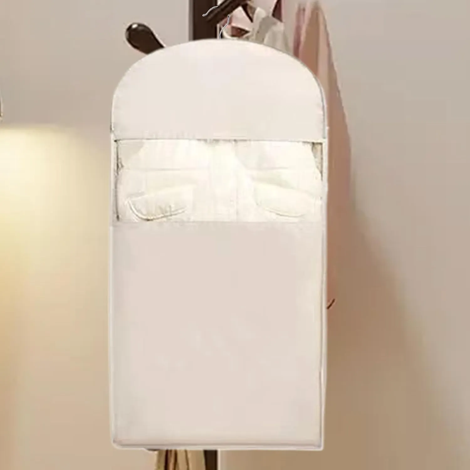 Space Saver Hanging Garment Bag With Compression Zipper, Space Saver Closet Organizer, Large Dust Cover Garment Bag For Down Coats