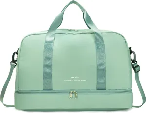 Sports Travel Duffel Bag for Women,Light Gym Bag with Shoe Compartment,Large Capacity Weekender Overnight with Wet Pocket for Lady Travel, Gym, Yoga Green