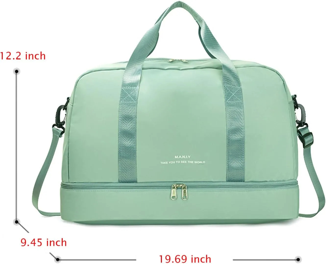 Sports Travel Duffel Bag for Women,Light Gym Bag with Shoe Compartment,Large Capacity Weekender Overnight with Wet Pocket for Lady Travel, Gym, Yoga Green
