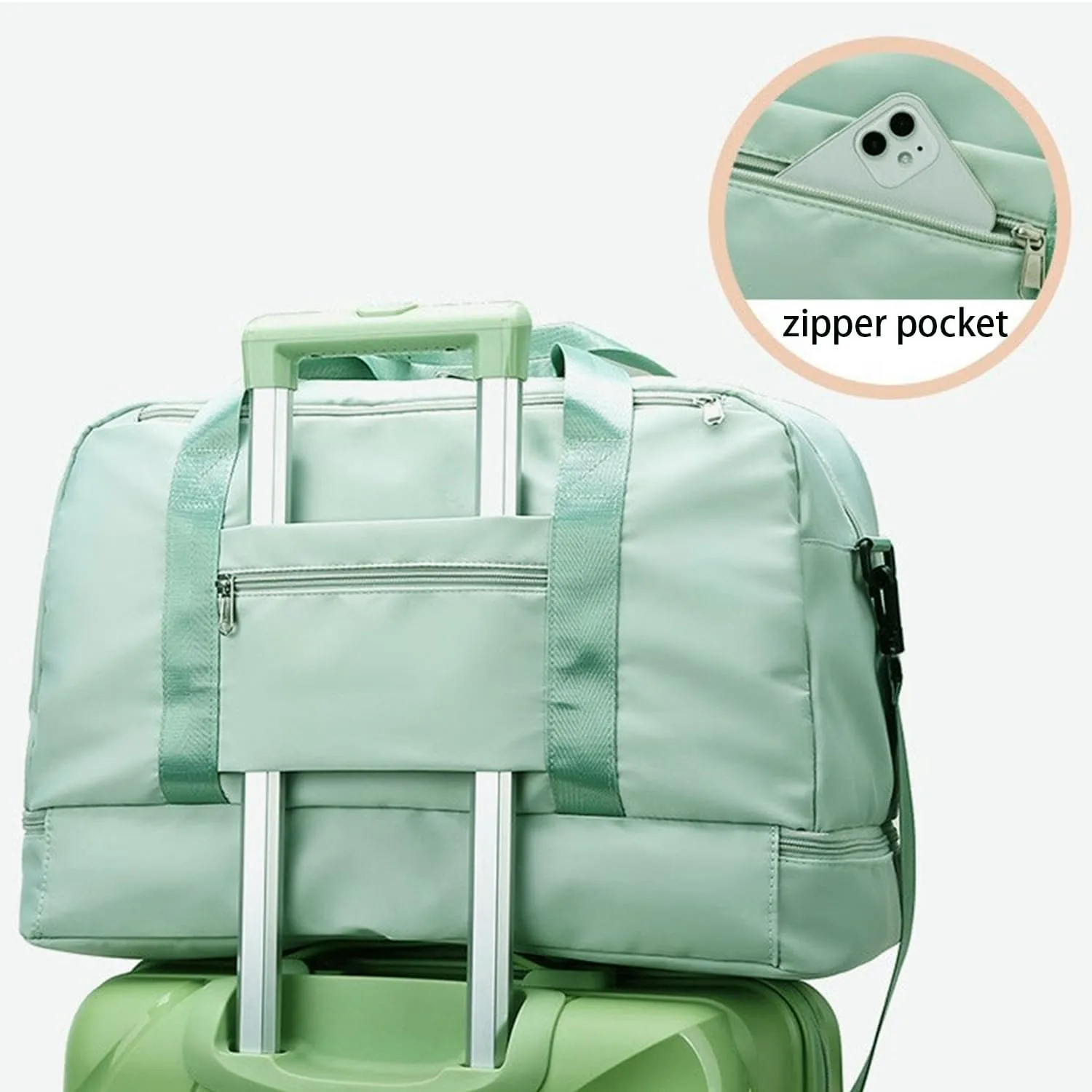 Sports Travel Duffel Bag for Women,Light Gym Bag with Shoe Compartment,Large Capacity Weekender Overnight with Wet Pocket for Lady Travel, Gym, Yoga Green