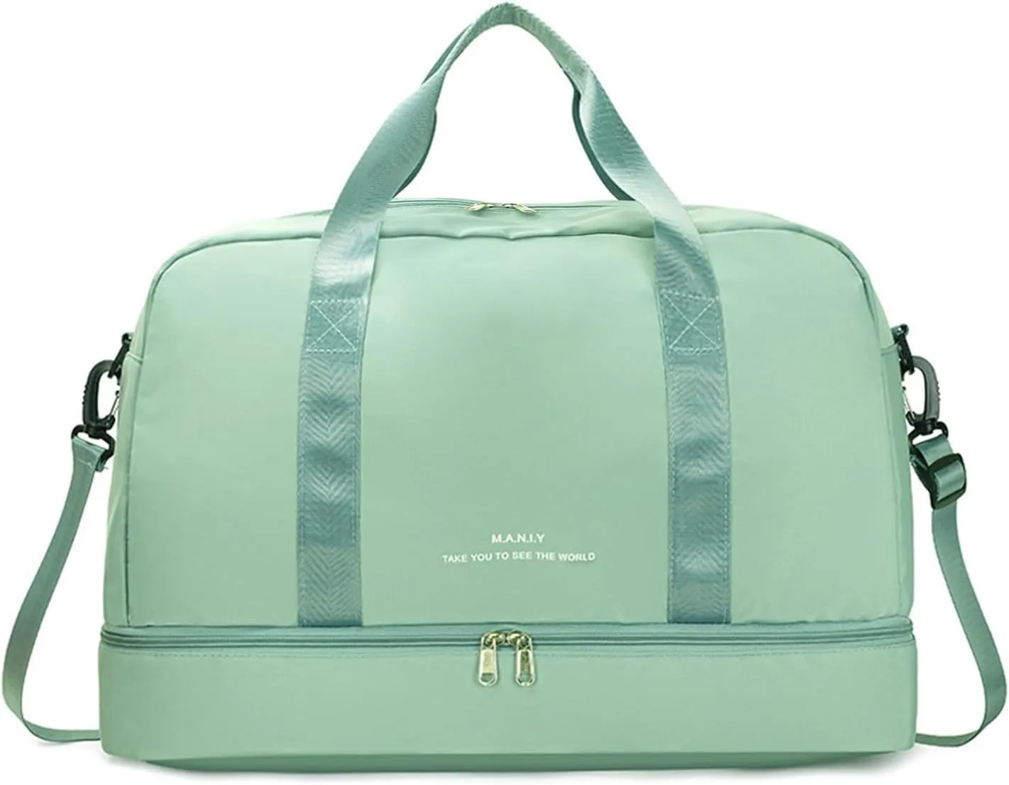 Sports Travel Duffel Bag for Women,Light Gym Bag with Shoe Compartment,Large Capacity Weekender Overnight with Wet Pocket for Lady Travel, Gym, Yoga Green
