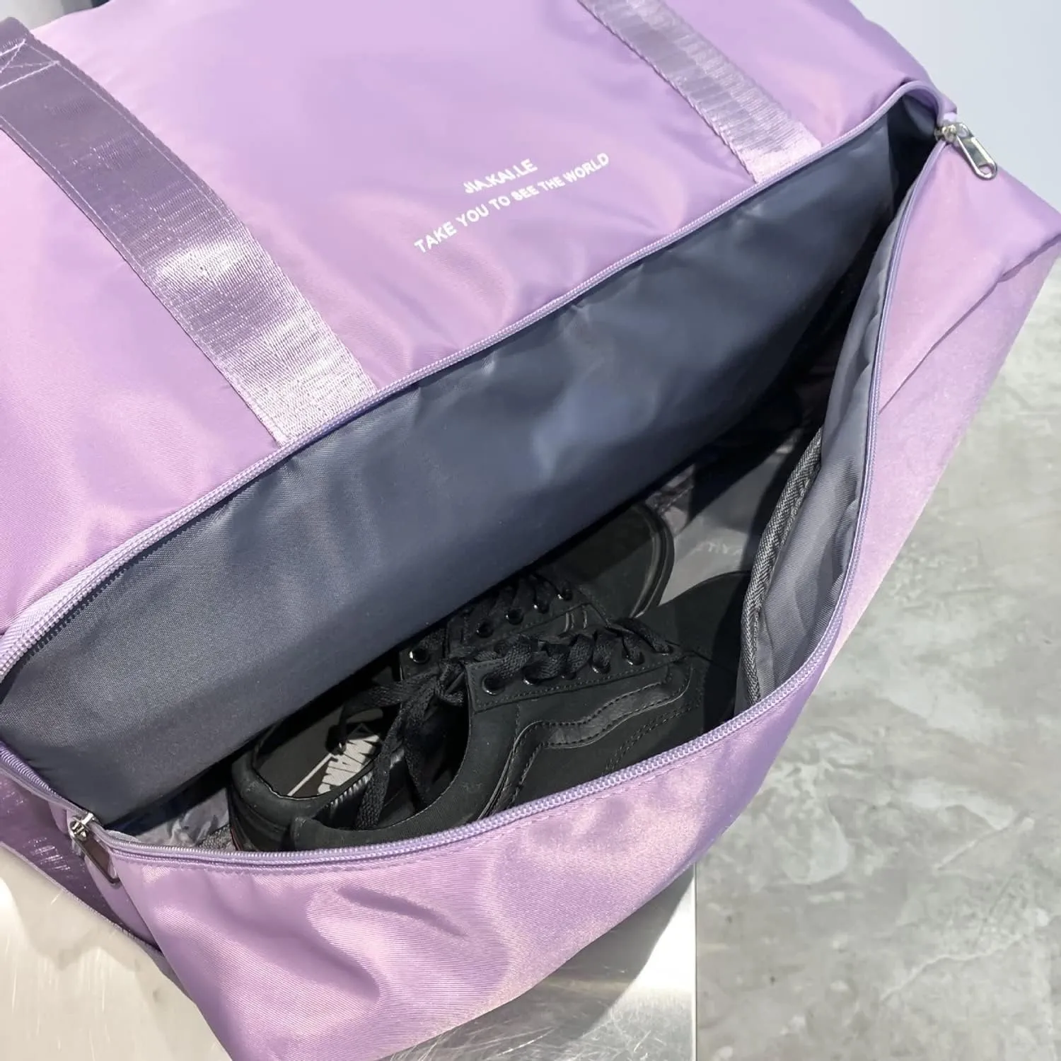 Sports Travel Duffel Bag for Women,Light Gym Bag with Shoe Compartment,Large Capacity Weekender Overnight with Wet Pocket for Lady Travel, Gym, Yoga Purple