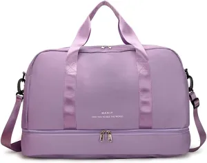 Sports Travel Duffel Bag for Women,Light Gym Bag with Shoe Compartment,Large Capacity Weekender Overnight with Wet Pocket for Lady Travel, Gym, Yoga Purple