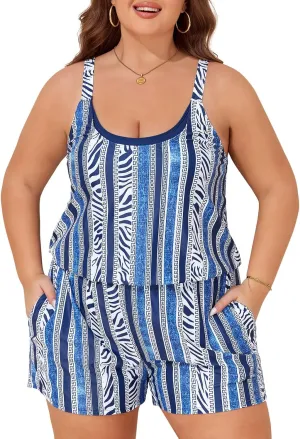 Summer Mae Plus Size Swim Romper Women One Piece Swimsuit Blouson Bathing Suit with Pockets 2025 Modest Swimwear