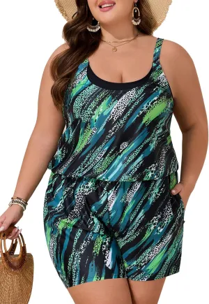 Summer Mae Plus Size Swim Romper Women One Piece Swimsuit Blouson Bathing Suit with Pockets 2025 Modest Swimwear