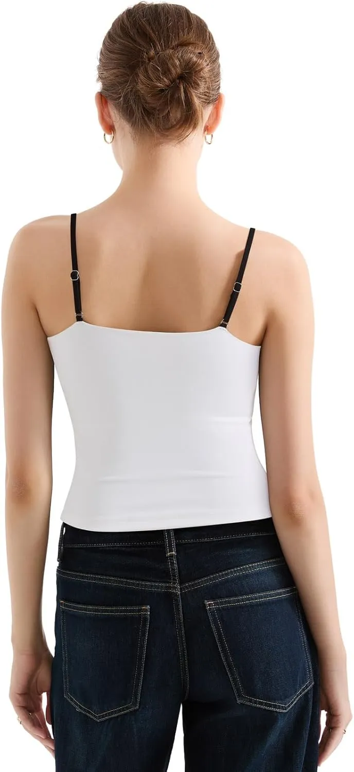SUUKSESS Women Double Lined Spaghetti Strap Cami Going Out Y2k Sleeveless Tank Tops