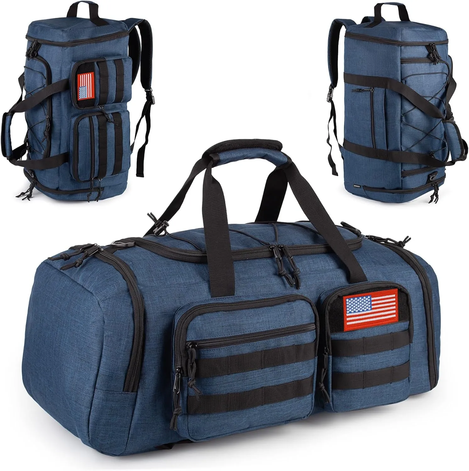 Tactical Gym Bag for Men50L Large 3 in 1 Sports Duffle Bag with Shoes Compartment for Travel,Water Resistant Travel Backpack Weekender Overnight Bag with Wet Pocket for Women