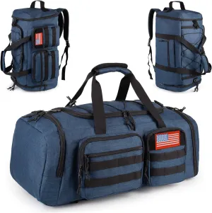 Tactical Gym Bag for Men50L Large 3 in 1 Sports Duffle Bag with Shoes Compartment for Travel,Water Resistant Travel Backpack Weekender Overnight Bag with Wet Pocket for Women