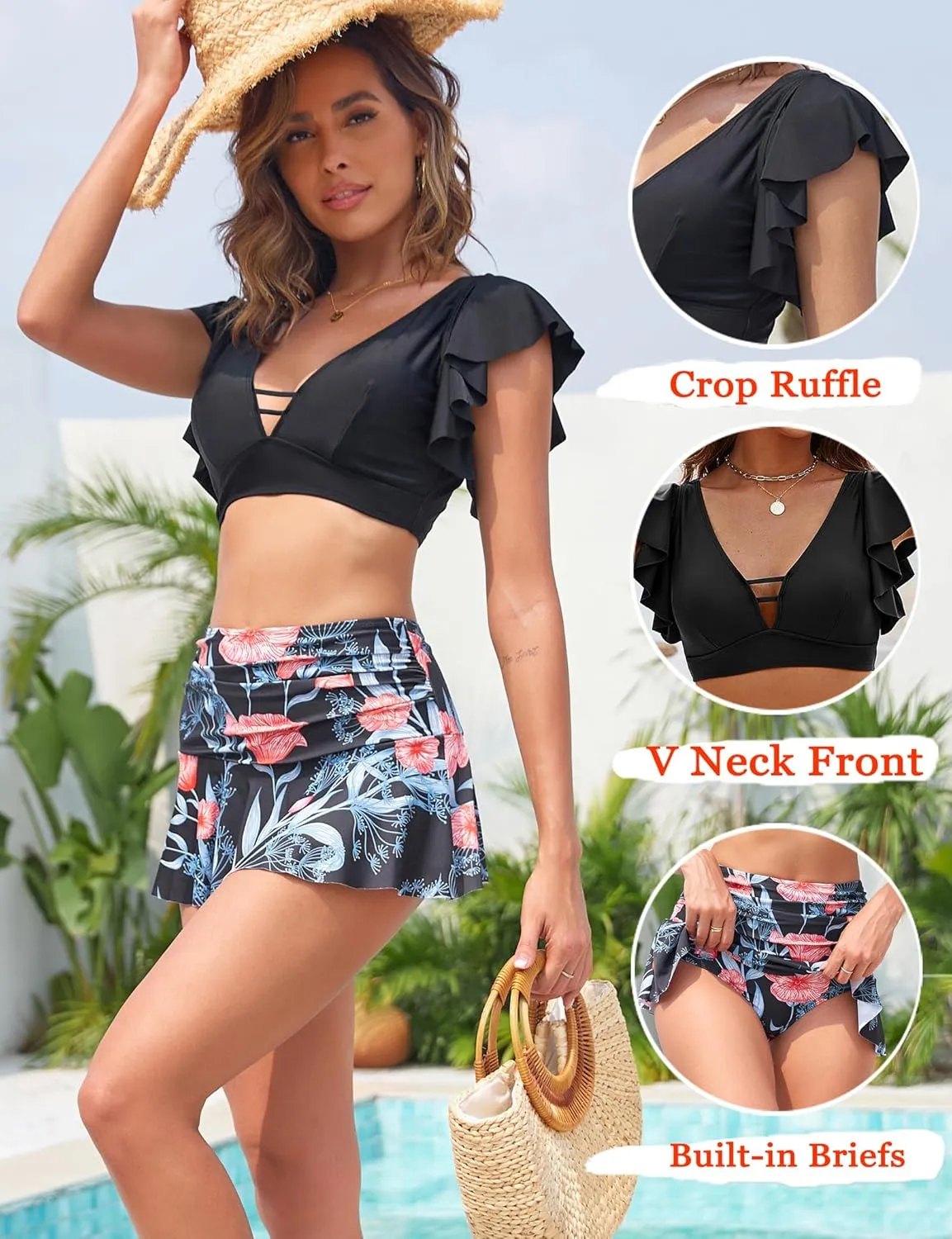 Tankini Swimsuits for Women 2 Piece Bathing Suits Tummy Control Ruffle Bestselling Bikini 2025 Swim Suit with Skirt