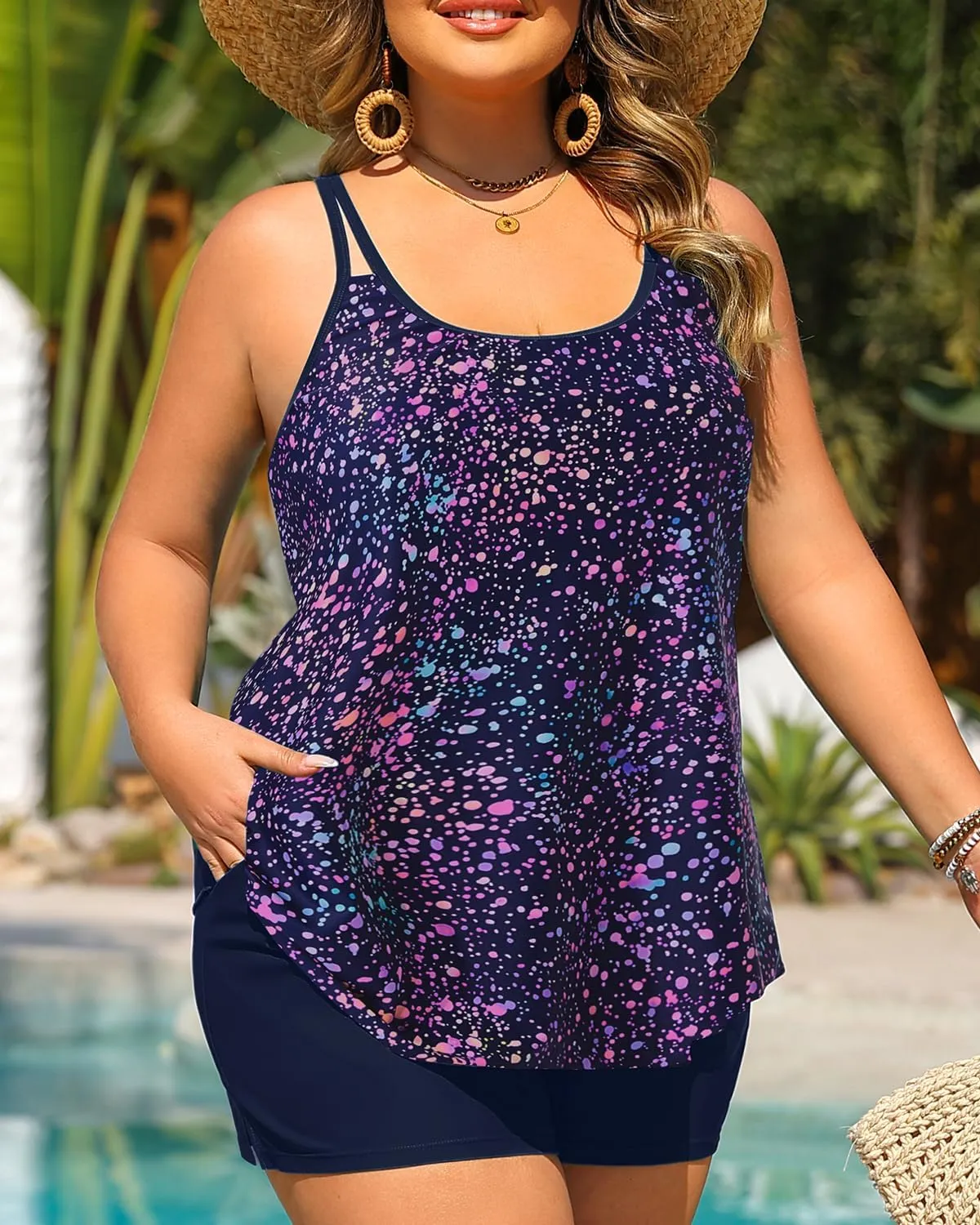Tempt Me Plus Size Tankini Swimsuits - Women Two Piece Tankini Top with Shorts Flowy Swimsuit 2025 Bathing Suits