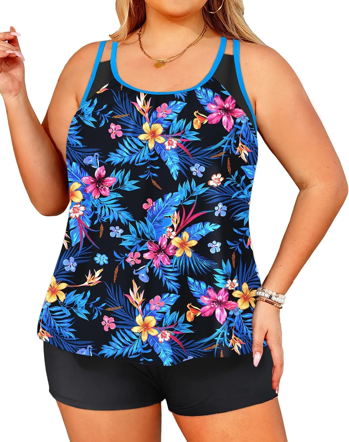 Tempt Me Women Plus Size Tankini Swimsuits - Two Piece Tummy Control Bathing Suits with Shorts 2025 Swimwear