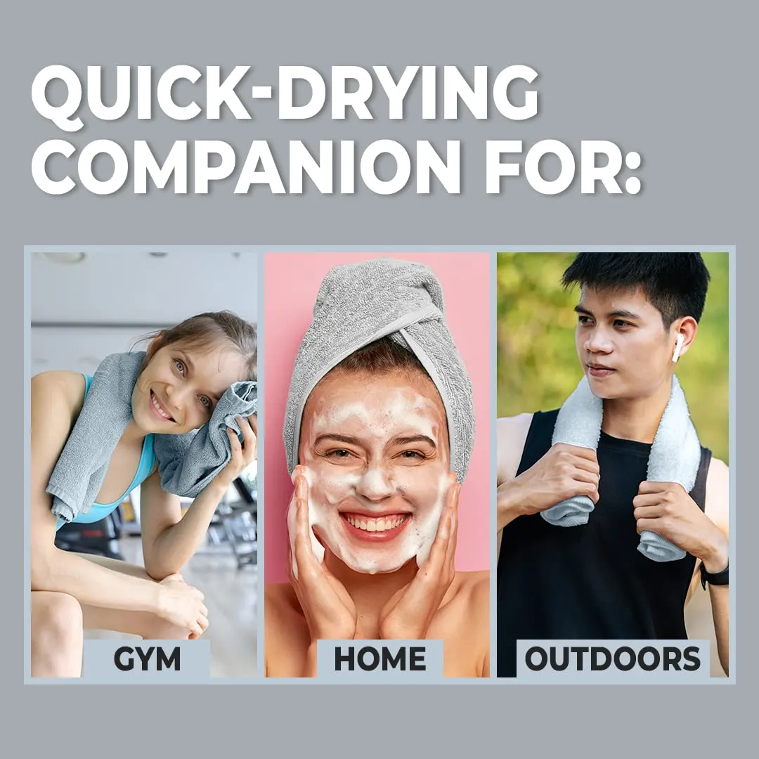 The Better Home 600GSM 100% Bamboo Hand Towel | Anti Odour & Anti Bacterial Bamboo Towel | Ultra Absorbent & Quick Drying Hand & Face Towel for Men & Women (Pack of 3, Grey)