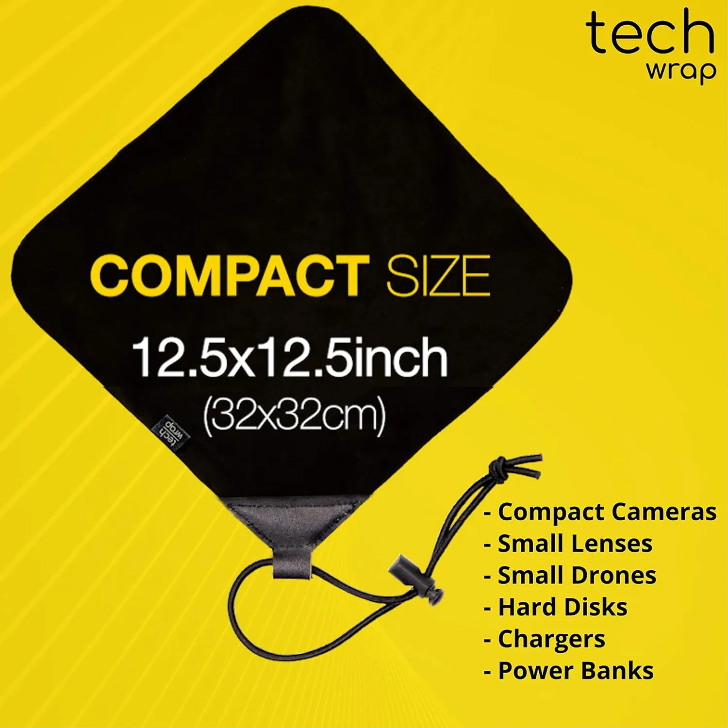 The Tech Wrap Compact 12.5" x 12.5" Neoprene Lens Pouch - Camera Lens Protective Wrap - Camera Travel Accessories