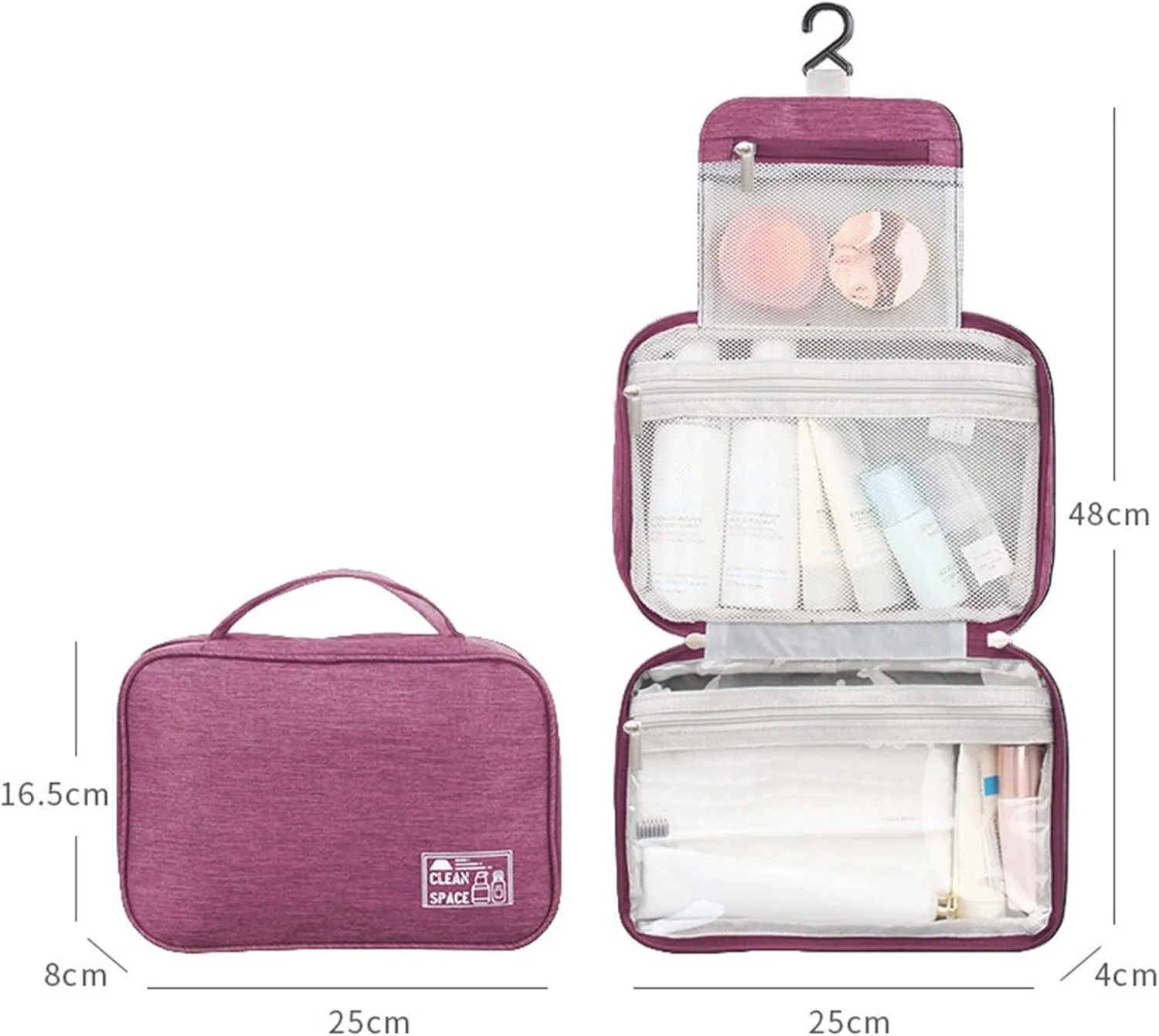 Toiletry Bag Set for Women s for Accessories Bag Makeup Toiletry Water- Shampoo ContainerToiletries Full Sized with Hanging Travel Organizer Hook Cosmetic Bag Travel Bag Cosmetic Bag
