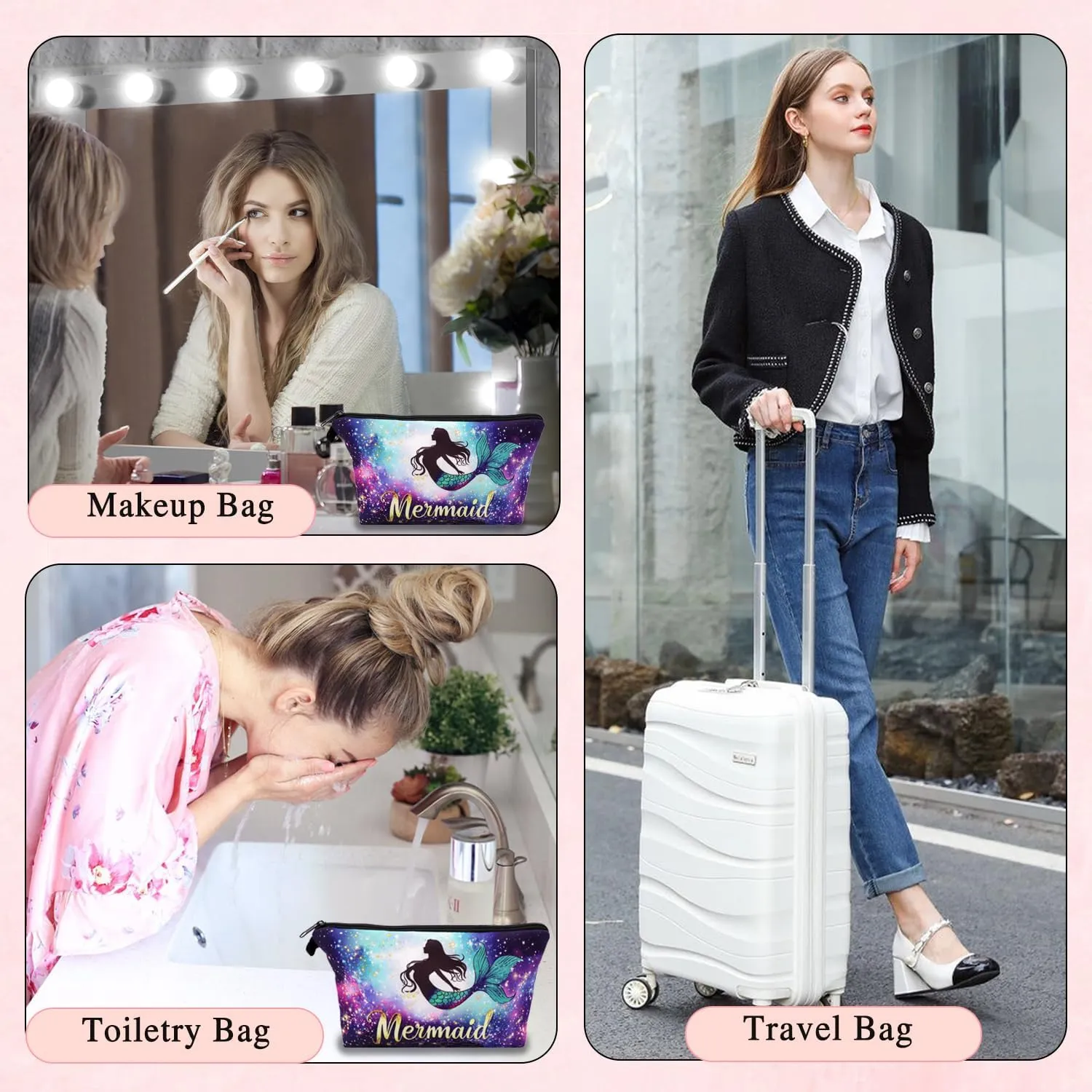 Toiletry Bags for Traveling, Cosmetic Organizer, Makeup Bags for Women, Personalized Makeup bag, Zipper Pouch, Travel Essentials for Women (CB0172)