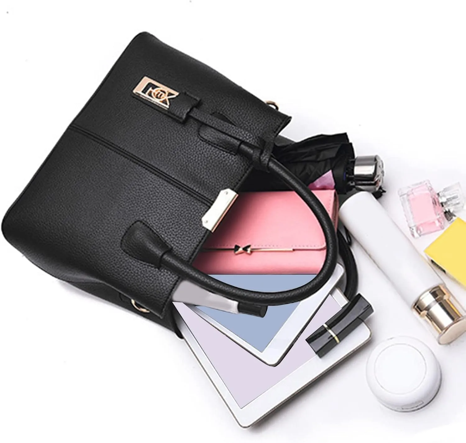 Tote Bag For Women 4 Packet Solid Color Leather Handbags Shoulder Bags Crossbody Hobo Work Bags Travel