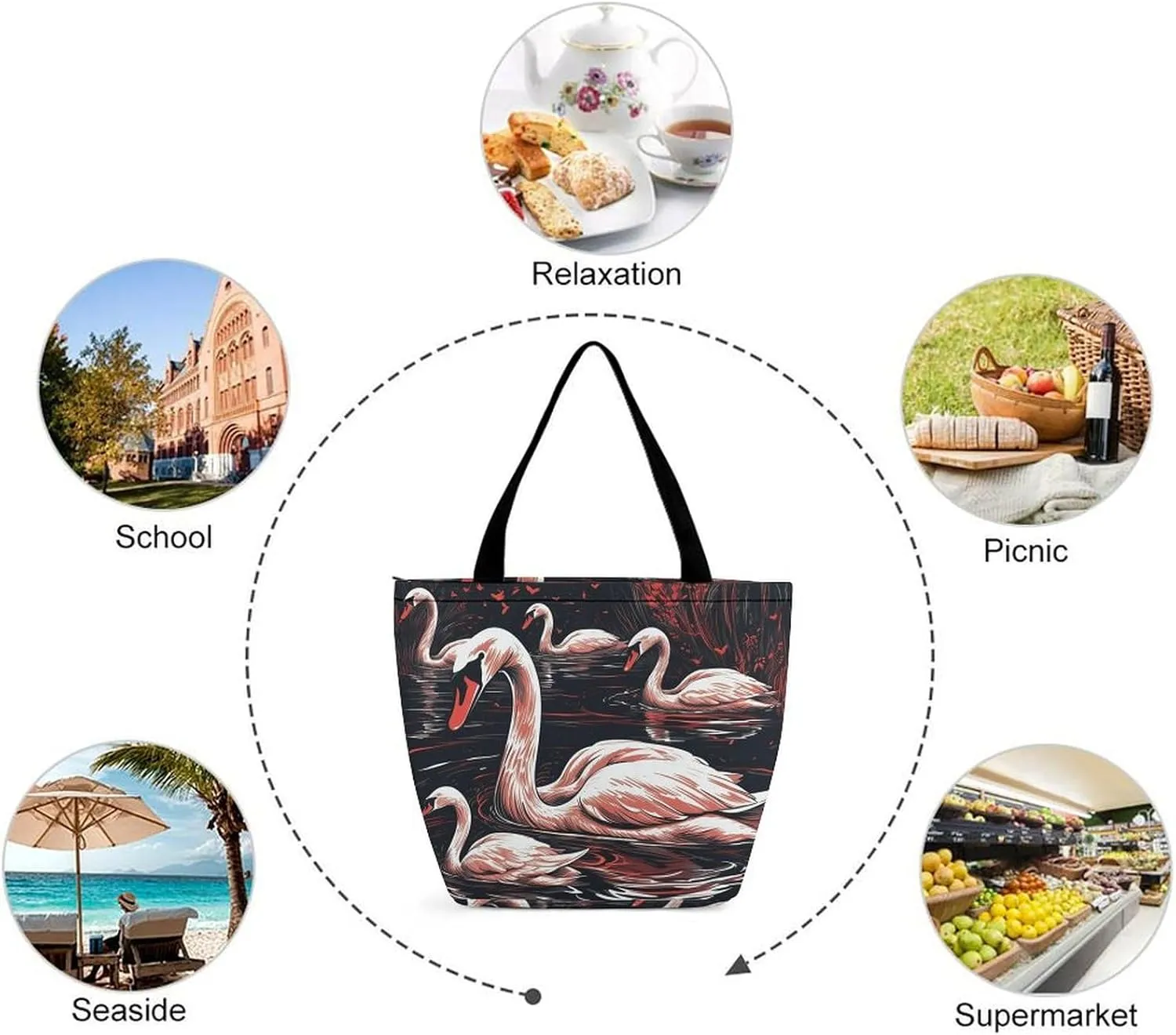 Tote Bag for Women Grocery Bag Cartoon Ladybug Foldable Shopping Bags Reusable Large Tote Bag