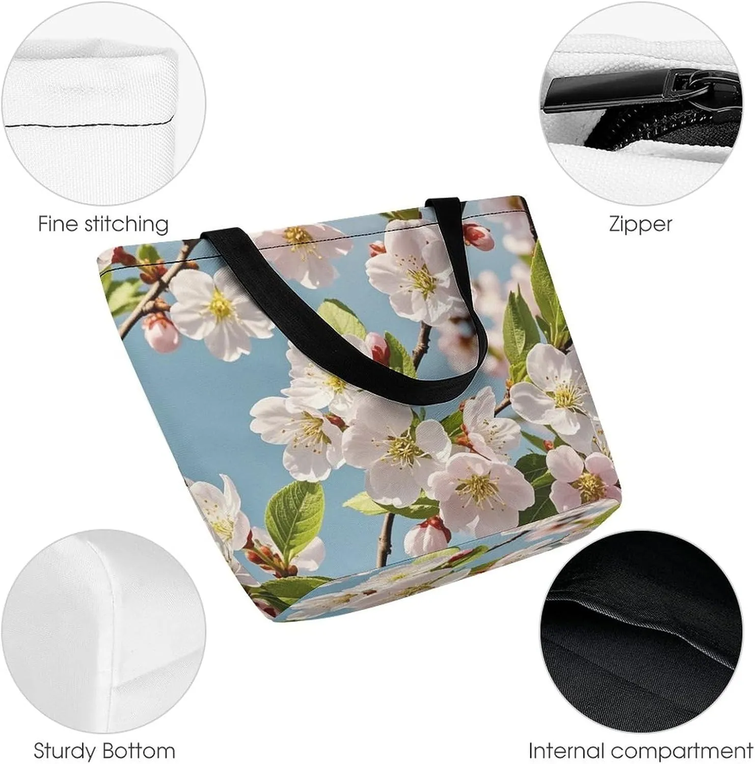 Tote Bag for Women Grocery Bag Ocean Beach Theme Foldable Shopping Bags Reusable Large Tote Bag