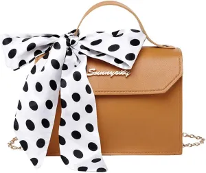 Tote Bag For Women Retro Polka Dots Cute Bow Letter Buckle Small Mobile Messenger Mini Purse Bags Shoulders Bag
