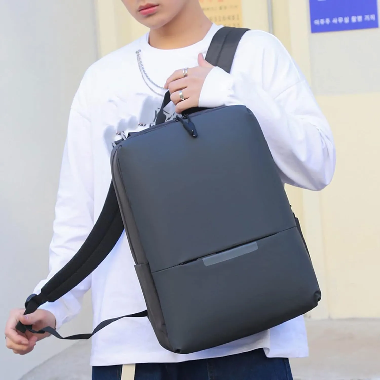 Travel backpack Men's Waterproof Business Polyester Backpack Multifunctional Leisure Bag Laptop Large Capacity Design(Gray)