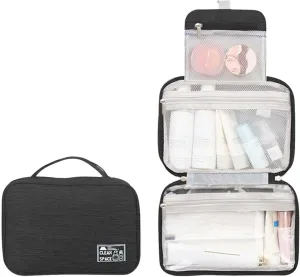 Travel Makeup Bag 10x6.6 Inch Portable Hanging Large Capacity Makeup Bag with 3 Comparment Water Resistant Cosmetic Organizer Countertop with Handle Toiletry Bag Shampoo,toiletries Full-Size Container