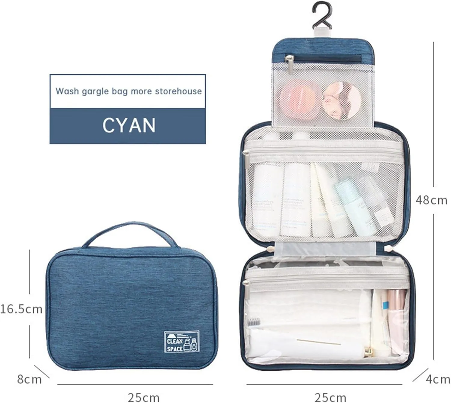 Travel Makeup Bag 10x6.6 Inch Water Resistant Extra Large Makeup Bag Cosmetic Pouch with Handle Toiletry Bag Shampoo,toiletries Full-Size Container Accessories Case for Women Girlfriend Gifts