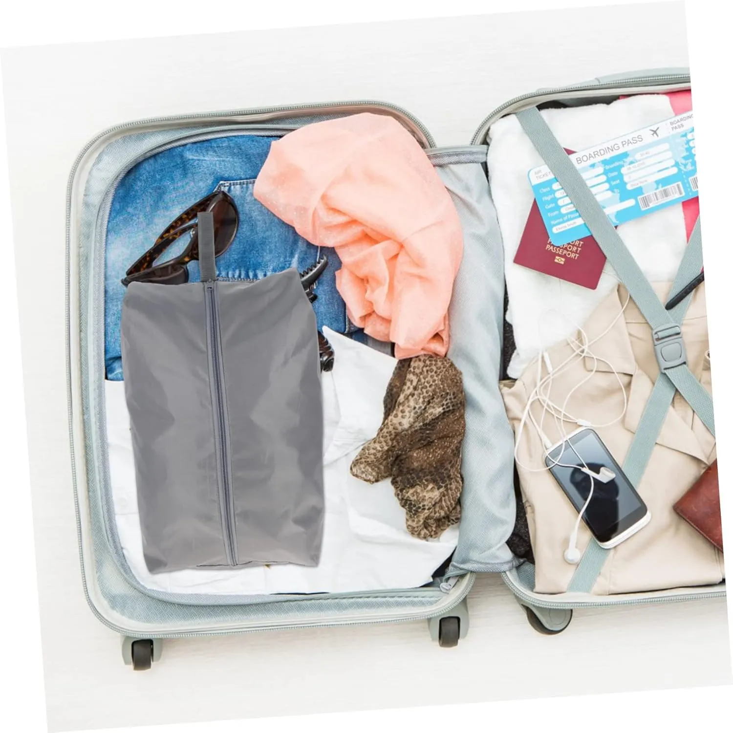 Travel Shoe Bags Set 4 Pack Packing Cubes for Suitcases Waterproof Luggage Organizers Garment Storage Bag for Men Women