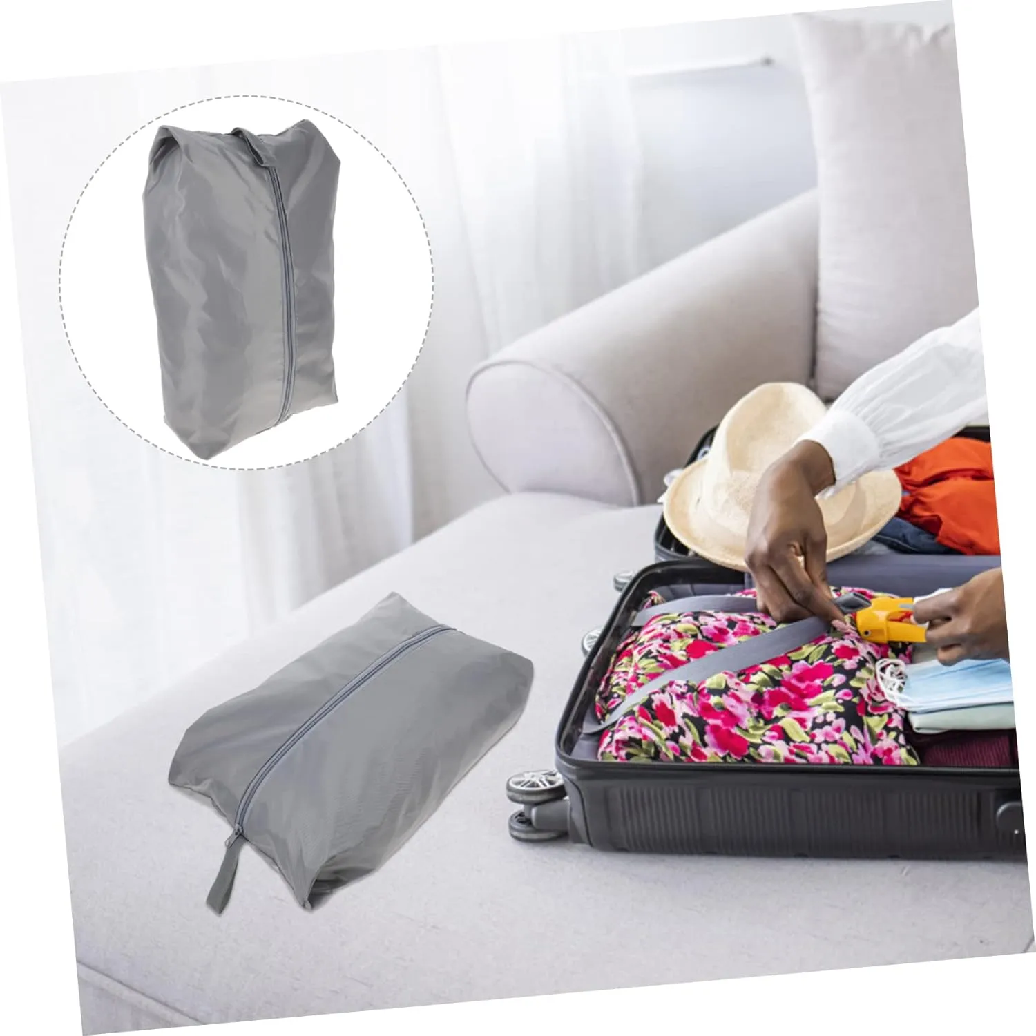 Travel Shoe Bags Set 4 Pack Packing Cubes for Suitcases Waterproof Luggage Organizers Garment Storage Bag for Men Women