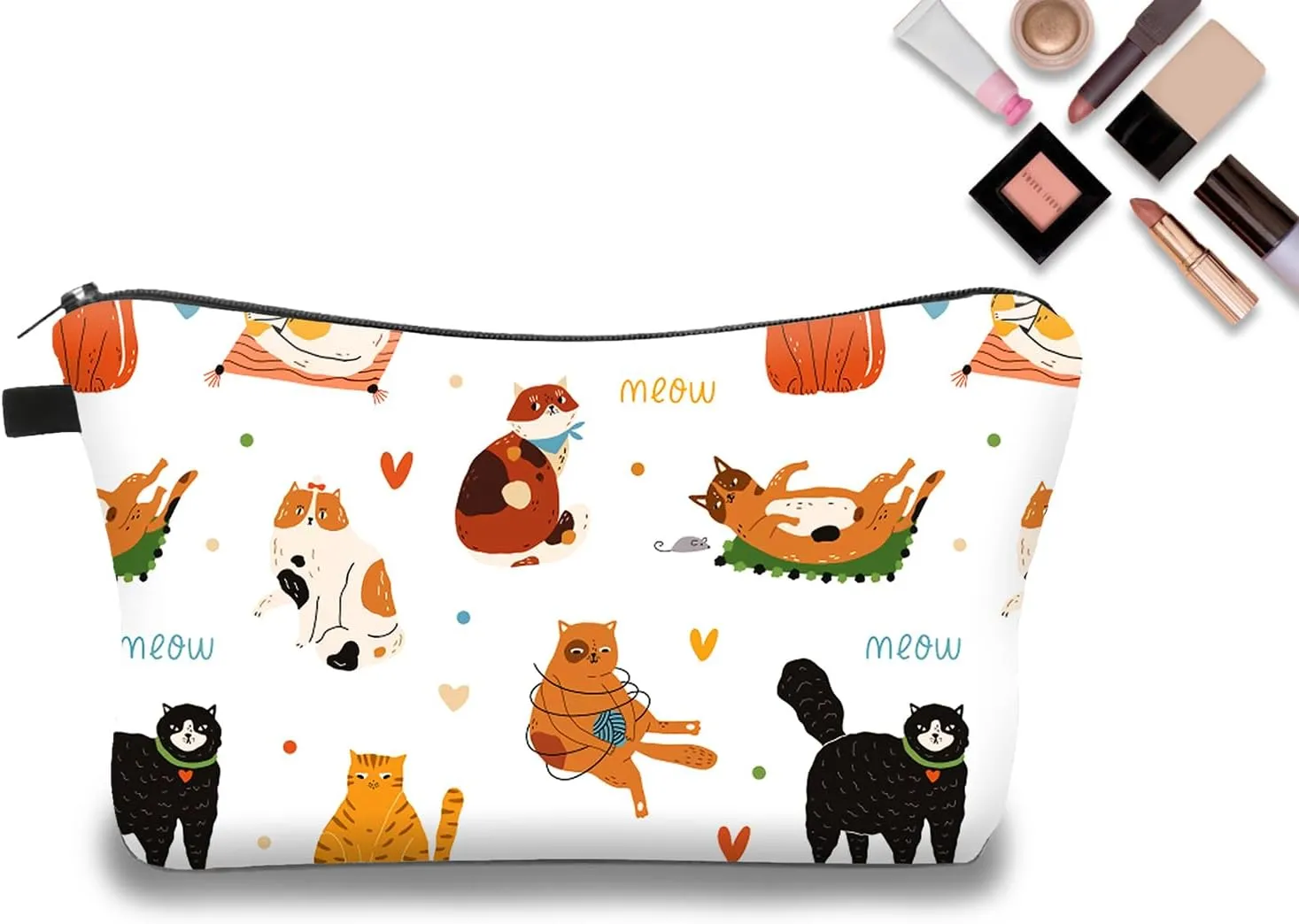 Travel Toiletry Bag, Makeup Bag for Purse, Cat Makeup Bag for Women, Personalized Birthday Gifts Idea for Women, Valentines Day Gifts (NR9725)