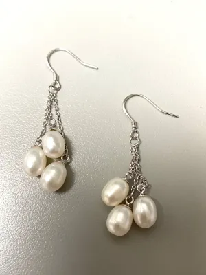 Triple SS Pearl drop earrings