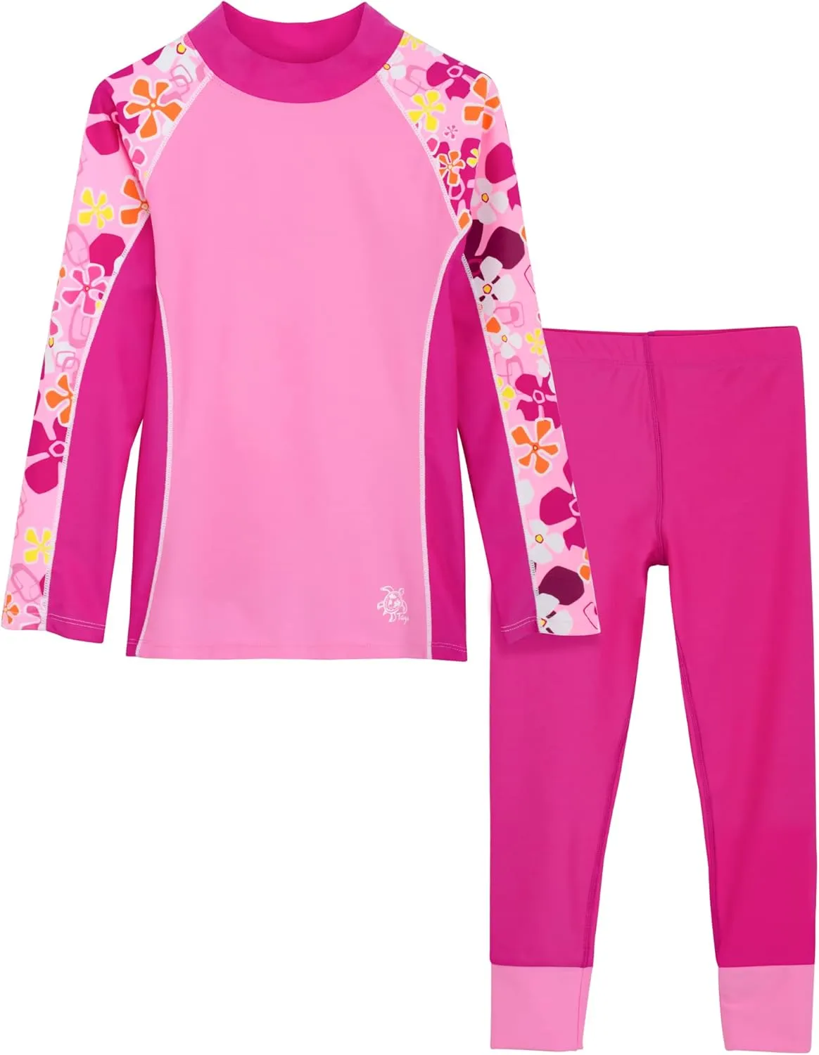 Tuga Girls Long Sleeve Rash Guard and Swim Legging Bathing Suit Set, UPF 50 