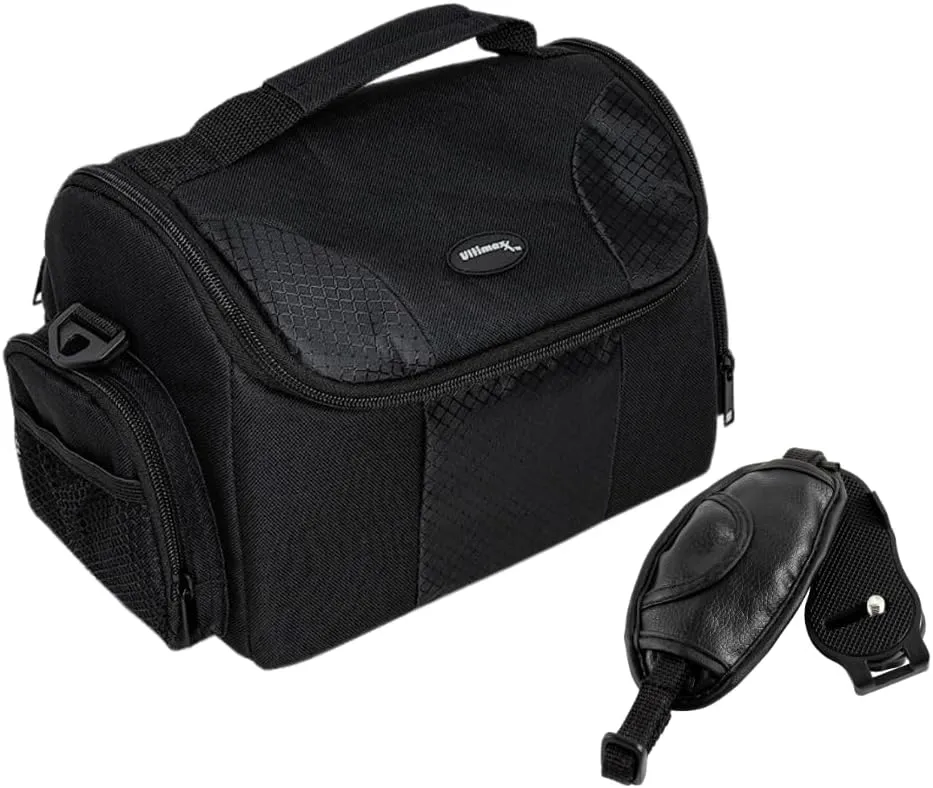 Ultimaxx DSLR Camera Bundle - Deluxe Padded Shoulder Bag   Adjustable Pro Wrist Strap for Sony, Canon, Nikon, Olympus, Panasonic, Samsung, Pentax Cameras & Camcorders