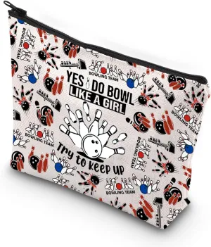 VAMSII Bowling Team Bowling Coach Gift Novice Bowler Gift Fun Bowling Themed Makeup Travel Bag (TO KEEP UP)