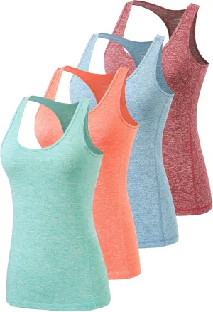 Vislivin Workout Tank Tops for Women Racerback Athletic Tanks Running Exercise Gym Tank Top - 4 Packs