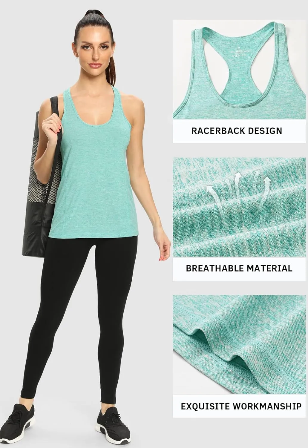 Vislivin Workout Tank Tops for Women Racerback Athletic Tanks Running Exercise Gym Tank Top - 4 Packs