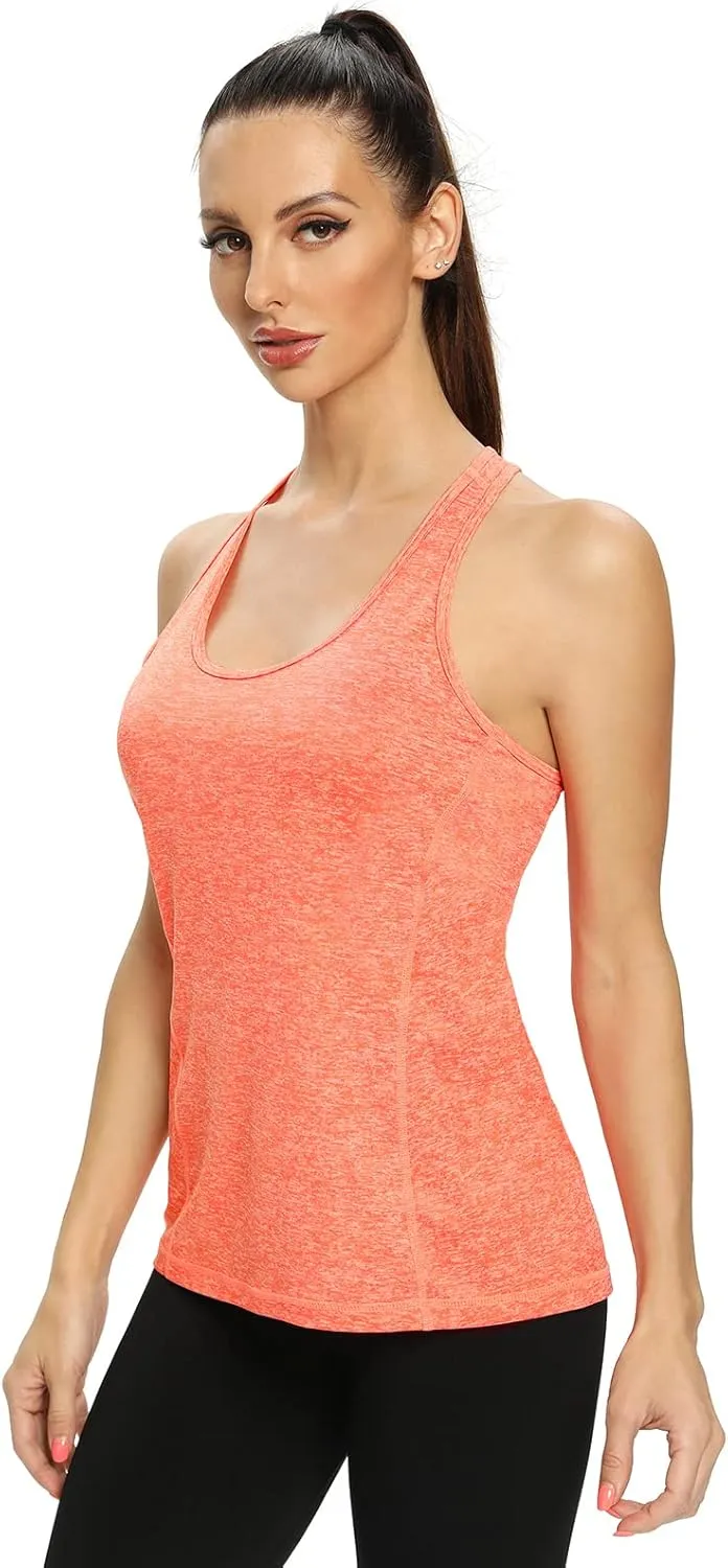 Vislivin Workout Tank Tops for Women Racerback Athletic Tanks Running Exercise Gym Tank Top - 4 Packs