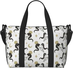 VOSERY Laptop Tote Bag for Women Work - Gothic Cartoon Cool Goat Skull Gym Bag for Women Men, Personal Item Crossbody Travel Bags for Women Men Carry On, Overnight Weekender Bags for Women Travel