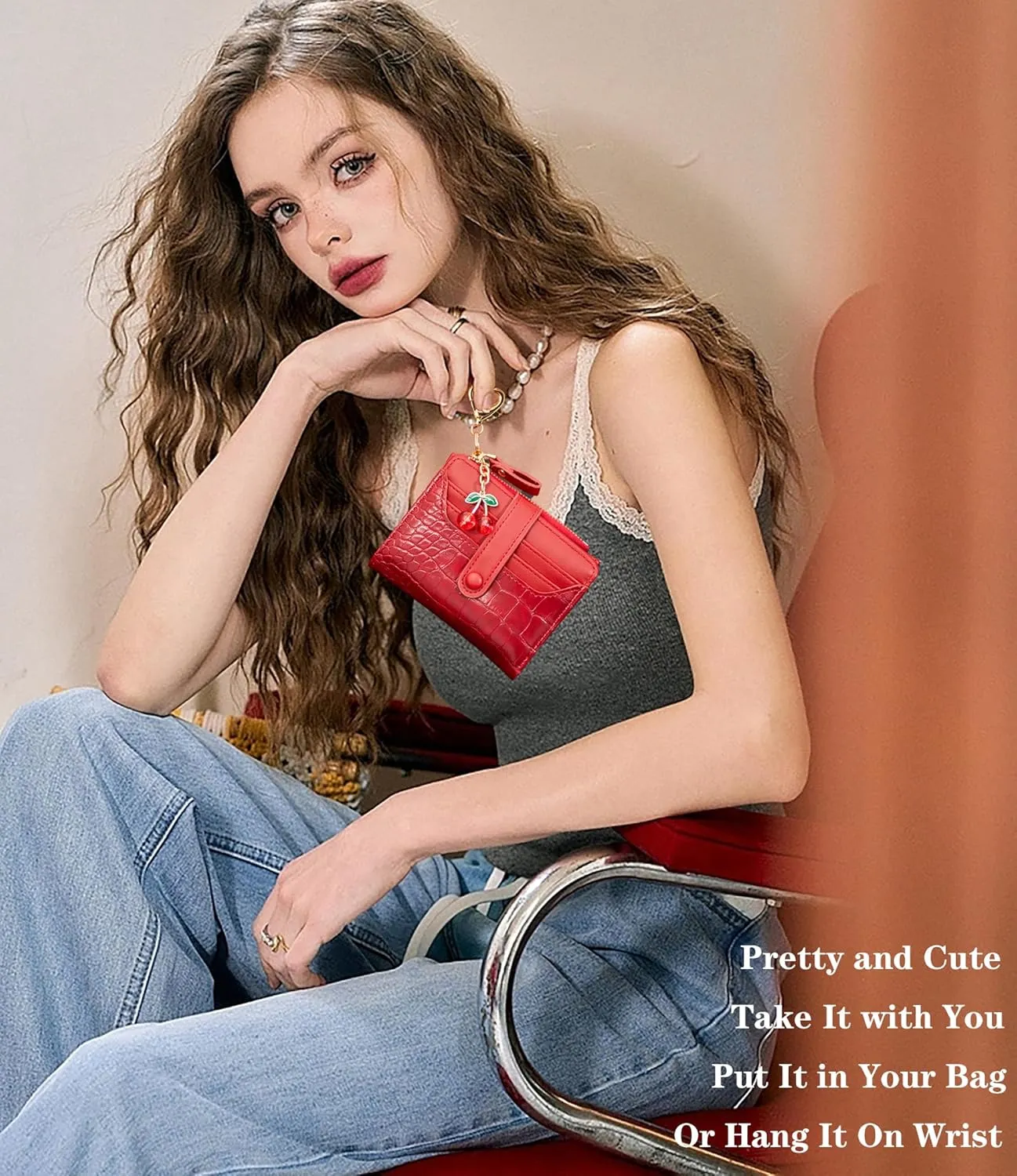 Wallet Keychain Wristlet for Women Card Holder with Bracelet and Cute Key Chains Accessories Girl Small Wallets